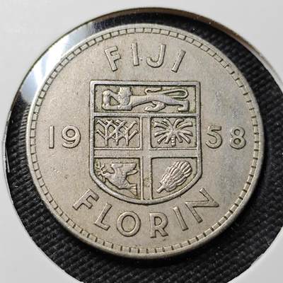 KK钱币收藏小铺   第402期 2月预留时间 周末发货 -  1958斐济1弗洛林