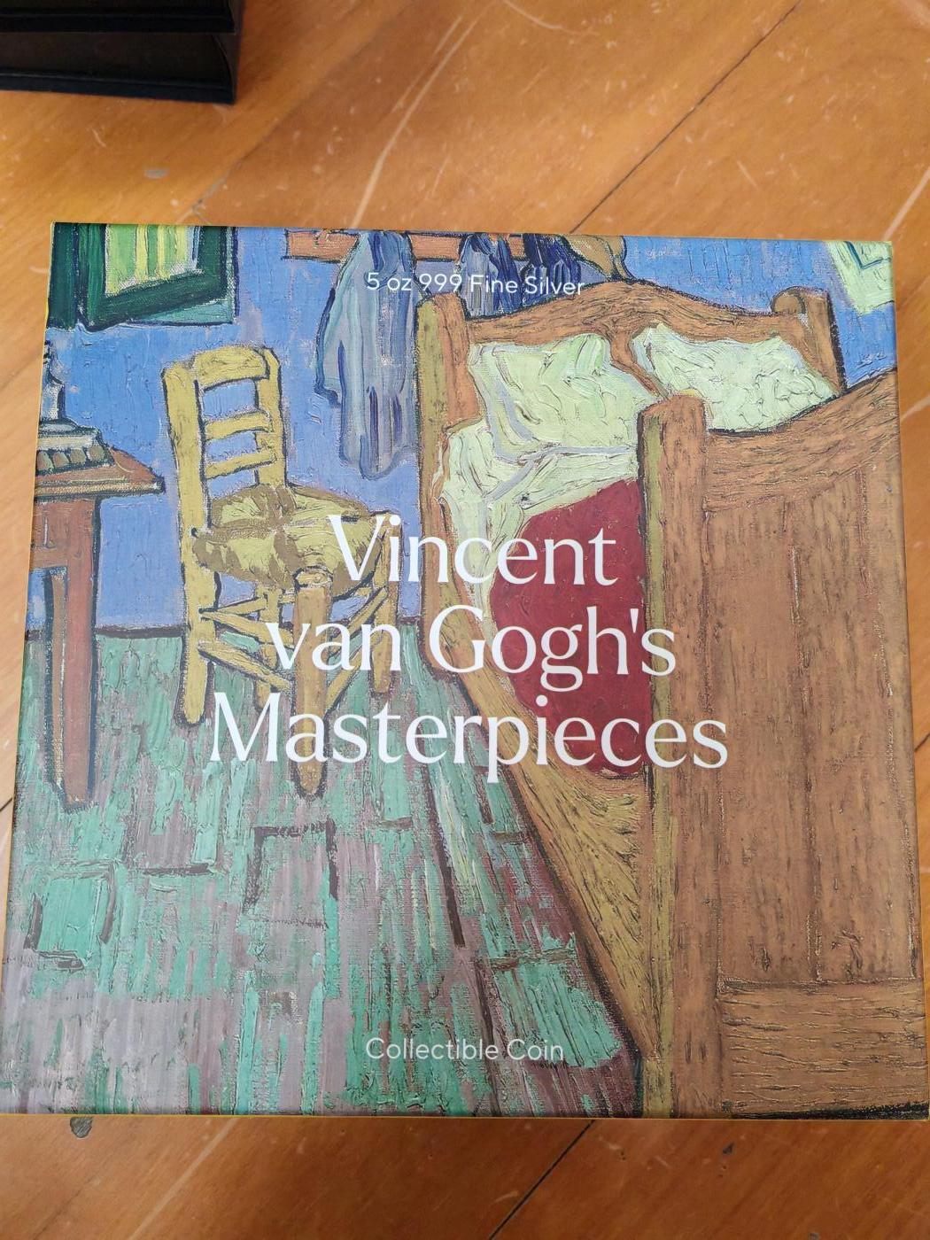 长老汇马年精选第七场拍卖 2023乍得梵高四幅画5盎司999银38盎司999铜25000法郎仿佛高浮雕币，盒证全，199枚