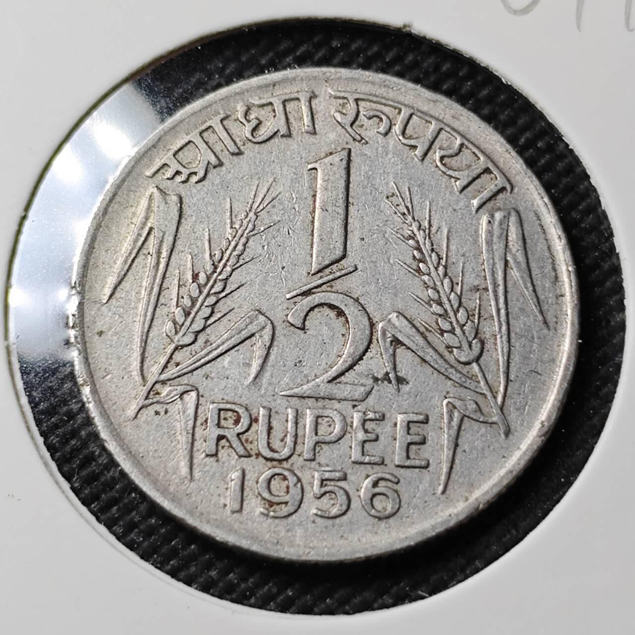 KK钱币收藏小铺   第401期 2月预留时间 周末发货  1956印度1/2卢比 大年