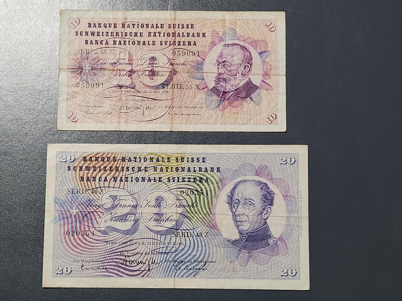 3月6号晚上8点 外国纸币自动截拍第35场 瑞士早期一对