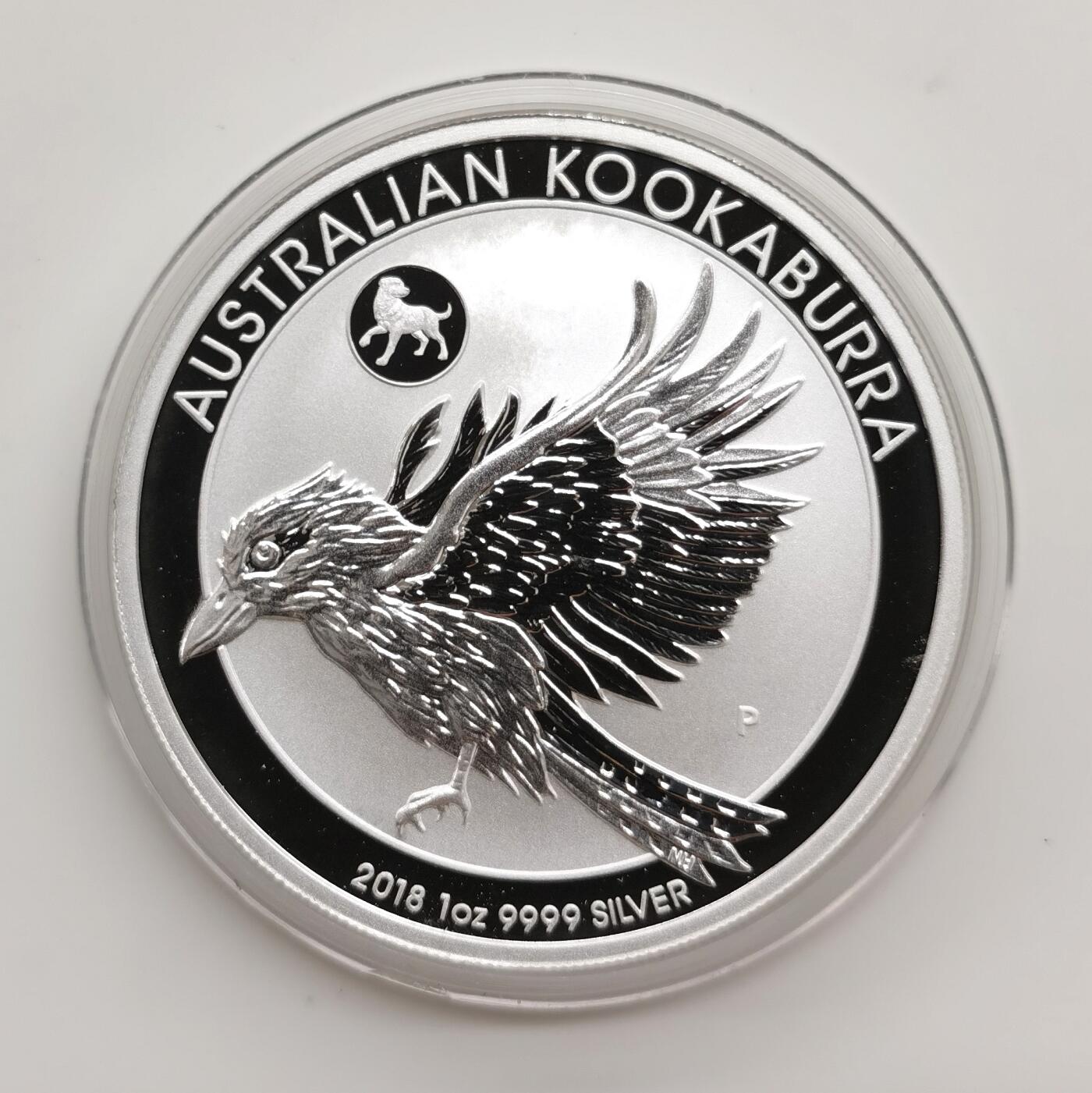 博洋堂世界钱币拍卖第163期（全场包邮） 澳大利亚2018年1元普制银币 笑翠鸟（带狗私印） 1盎司9999银 发行量：约1万