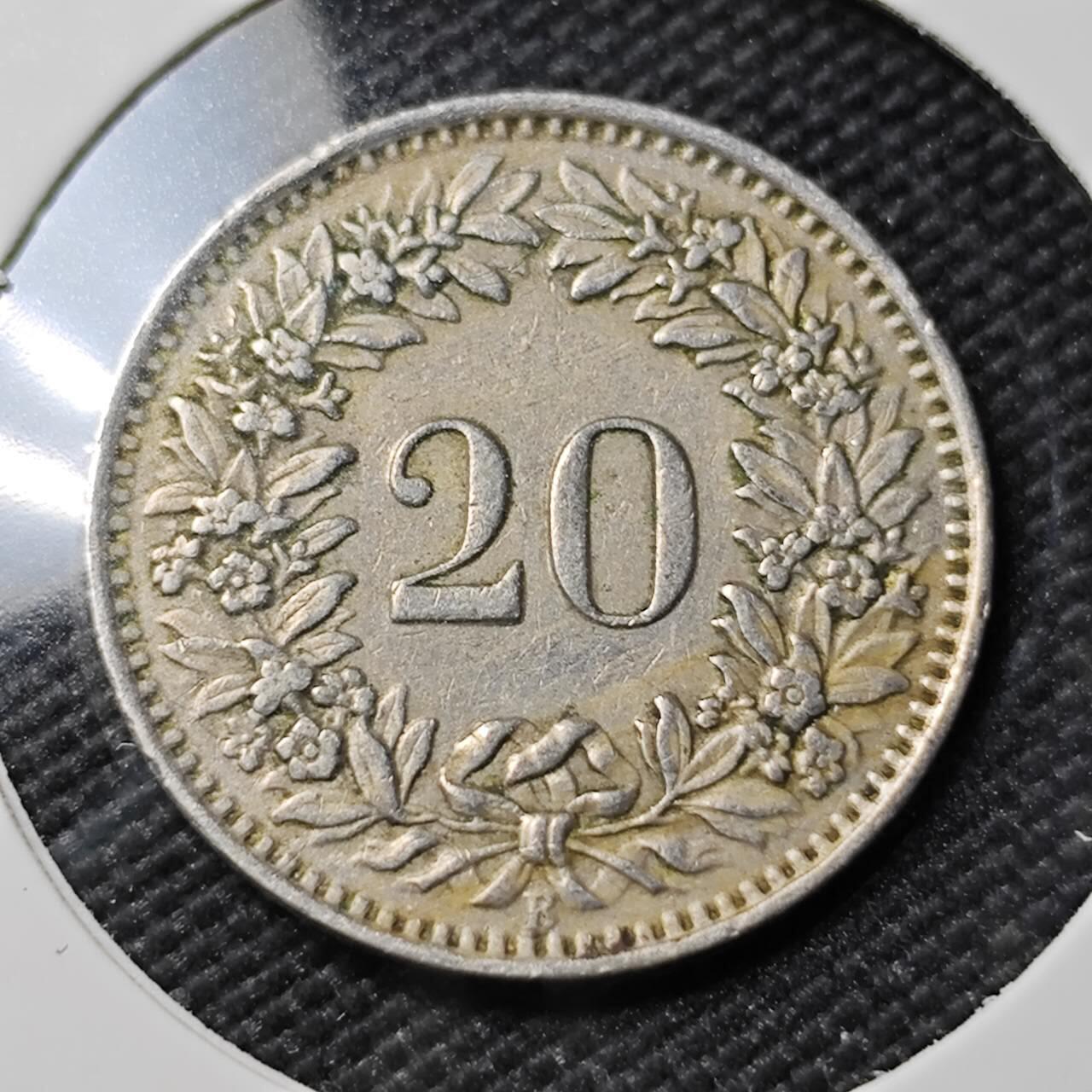 KK钱币收藏小铺   第402期 2月预留时间 周末发货  1943瑞士20分