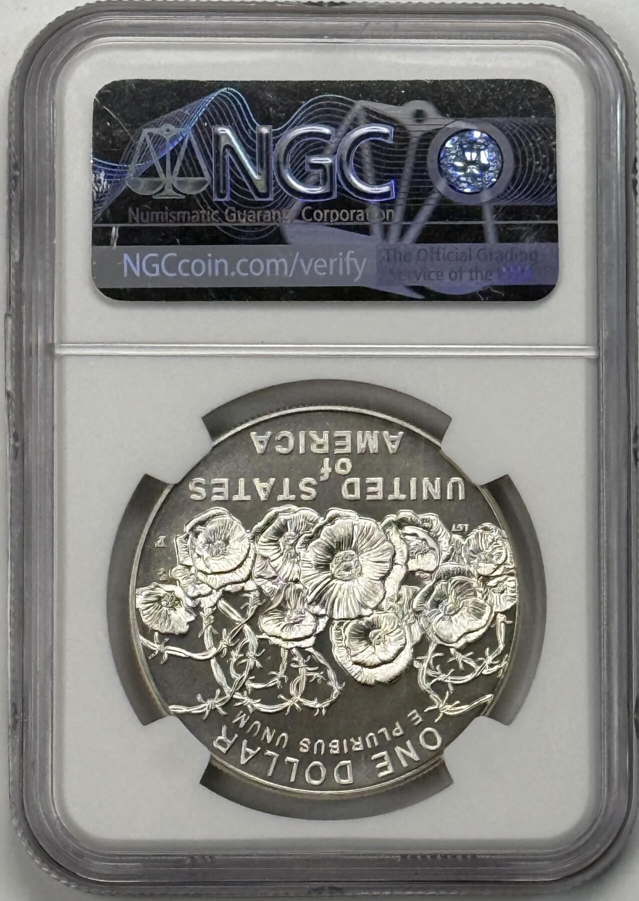 S&S Numismatic世界钱币-拍卖 第121期  美国2018年 第一次世界大战百年 1美元纪念银币 26.73克900银 NGC MS70首期蓝标