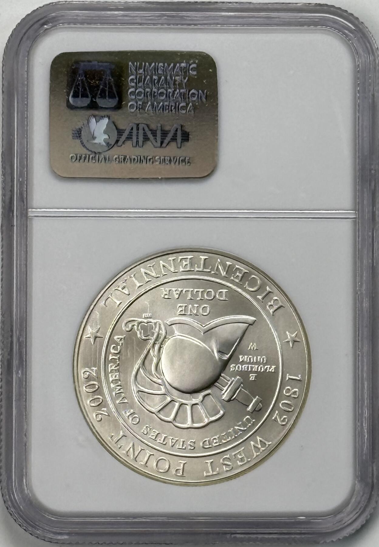 S&S Numismatic世界钱币-拍卖 第121期  获奖币*美国2002年 美国西点军校二百周年 1美元纪念银币 26.73克900银 NGC MS70