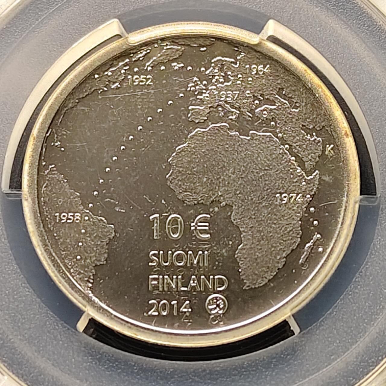 【全场包邮】纯粹捡漏拍509场 【收藏级·亚军分】芬兰2014年10欧元设计大师塔皮奥瓦拉精制纪念银币【28.1毫米10克50%】-PCGS PR66 DCAM（更高分仅1枚）