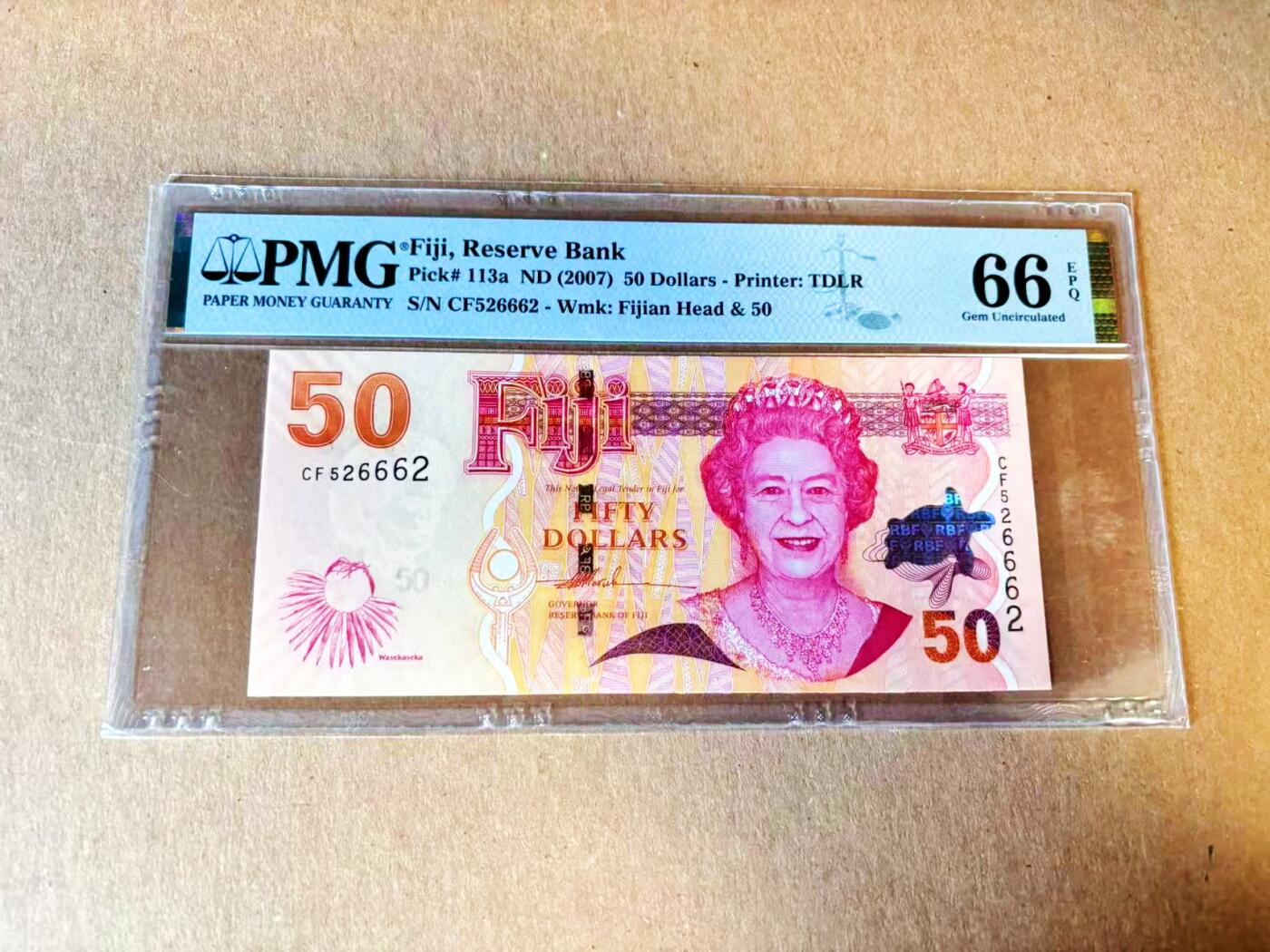  【Blue Auction】世界纸币精拍第791期——18级TOP拍卖/信誉/品质/专业/高效💫 【无47】斐济 2007年50元 PMG66EPQ