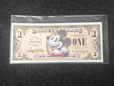 美国 迪士尼纪念钞 2008年 80周年纪念 1元 全新UNC - 美国 迪士尼纪念钞 2008年 80周年纪念 1元 全新UNC