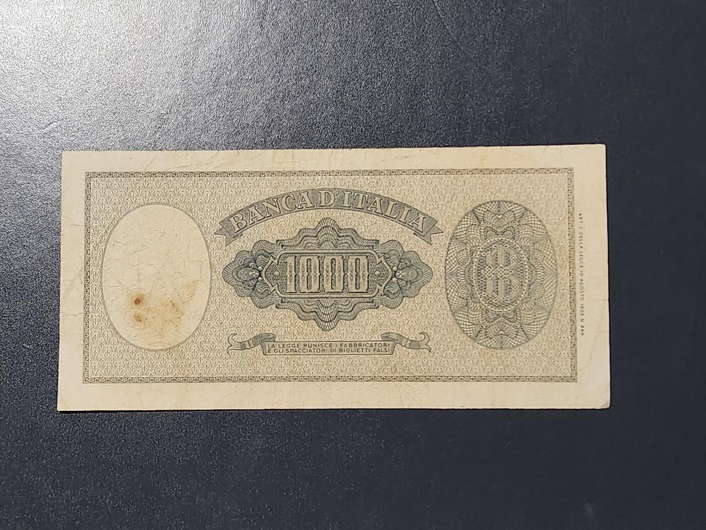 3月6号晚上8点 外国纸币自动截拍第35场 意大利1000原票美品