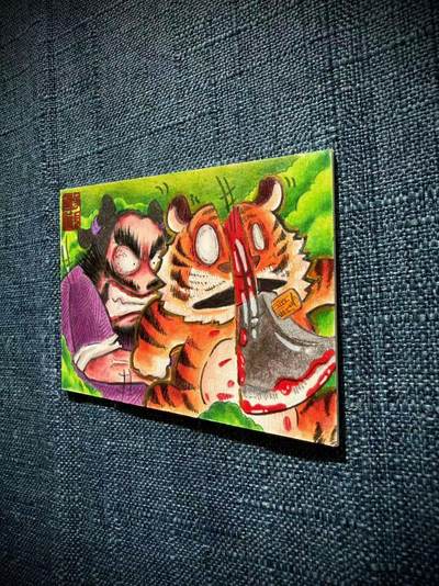 天玑星卡拍第177期《3.9周一截拍》持续收拍收评中 满赠卡需备注 【手绘卡】居子 李逵斩虎 手绘卡