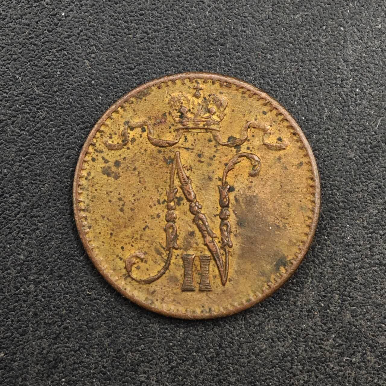 【淘币小摊】实时拍第八百七十七拍   散币场    每周一统一发货 芬兰1911年1芬妮铜币