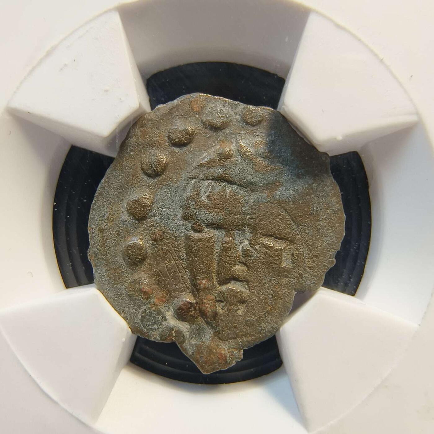 七河·世界世界币章杂件小拍（总第40期） （9）k670 大唐西域粟特币 昭武九姓·石国 索查克王铜币 华夏评级VF30