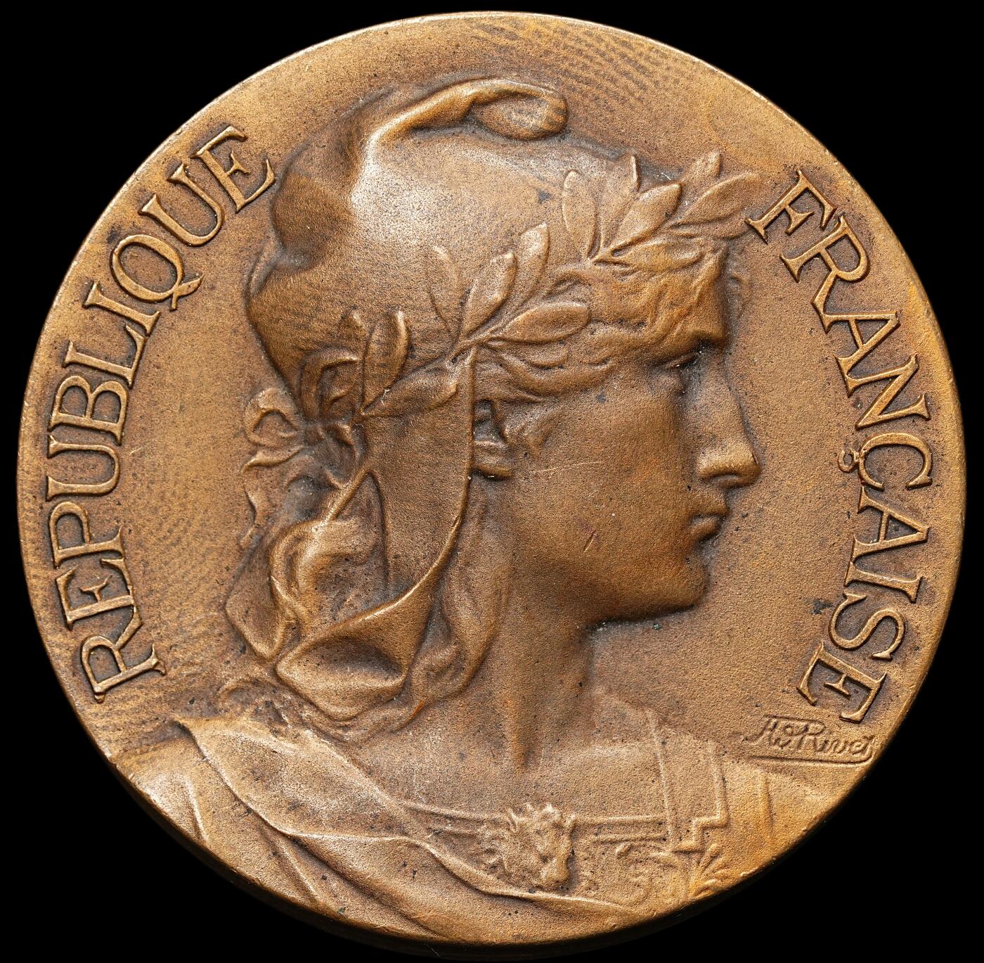 修遠堂世界钱币第106期，请看参拍说明 19世纪末至20世纪初法国海洋与殖民协会荣誉铜章，41.20mm，30.06g