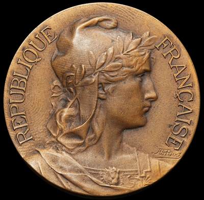 修遠堂世界钱币第106期，请看参拍说明 - 19世纪末至20世纪初法国海洋与殖民协会荣誉铜章，41.20mm，30.06g