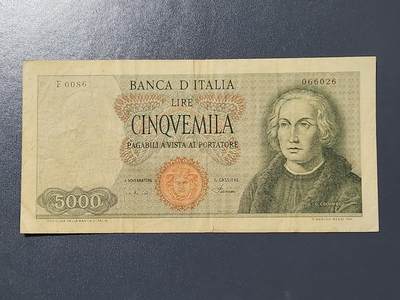 3月6号晚上8点 外国纸币自动截拍第35场 - 意大利5000初版1964原票美品