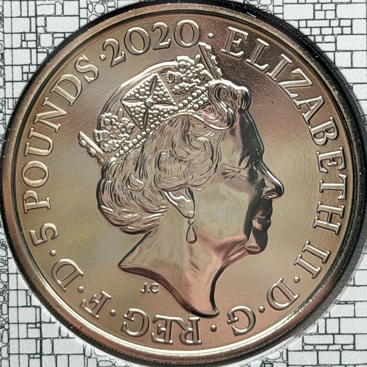 ＜星葵🌻钱币社＞硬币场·第71期·3月10日发货 〈发行量13996〉英国2020年伦敦塔·皇家动物园卡装5镑克朗型纪念币