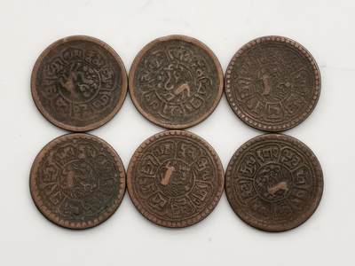 博洋堂世界钱币拍卖第163期（全场包邮） - 西藏雪康铜币一组6枚