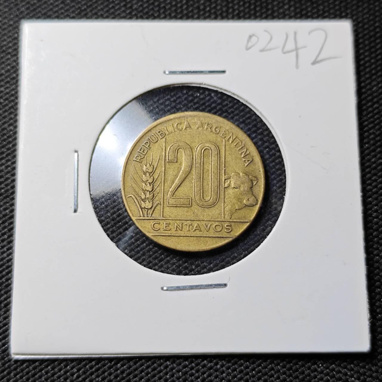 KK钱币收藏小铺   第402期 2月预留时间 周末发货  1949阿根廷20分铜币
