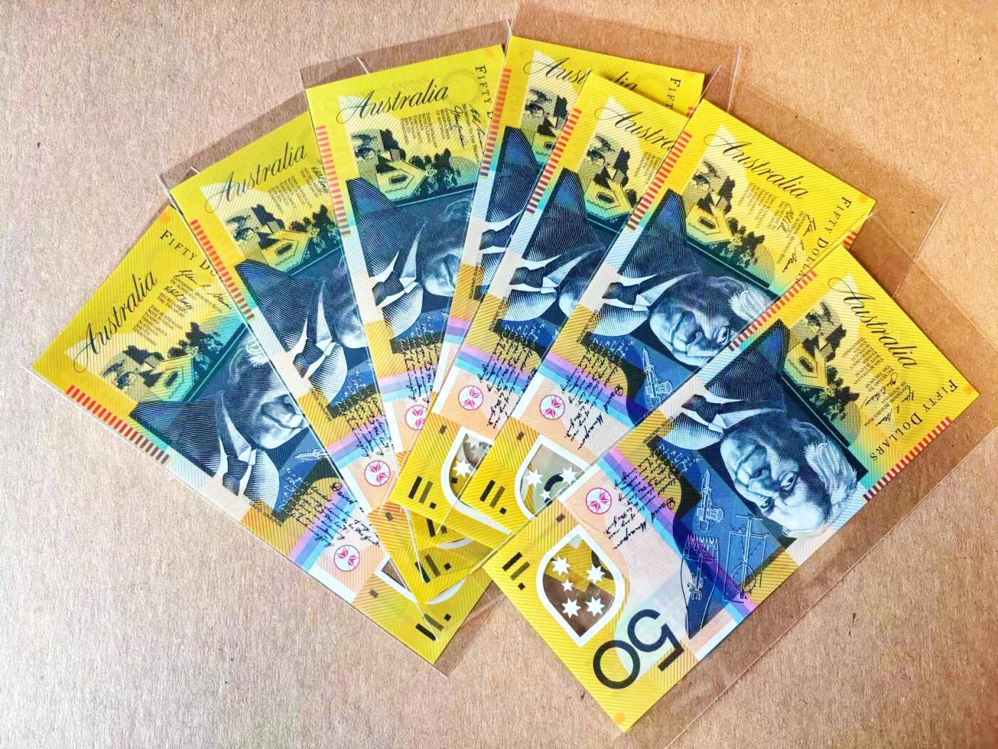  【Blue Auction】世界纸币精拍第791期——18级TOP拍卖/信誉/品质/专业/高效💫 【一组7张不同冠号】澳大利亚50元 全新UNC