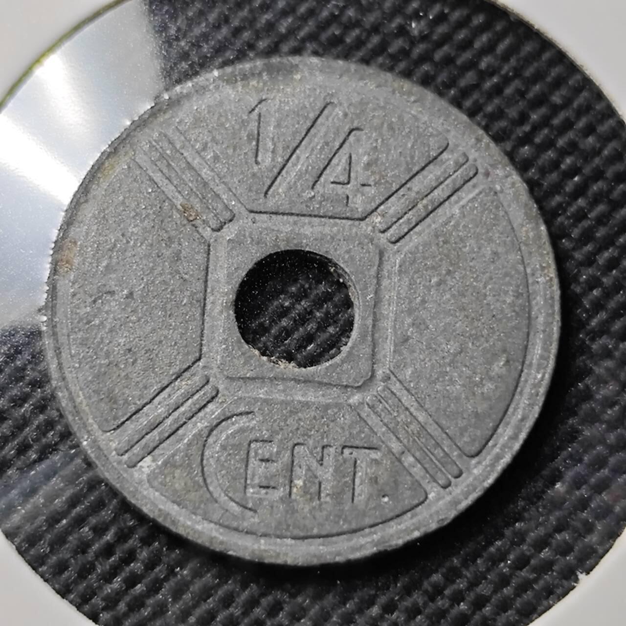 KK钱币收藏小铺   第403期 2月预留时间 周末发货  1944法属印支1/4分锌币