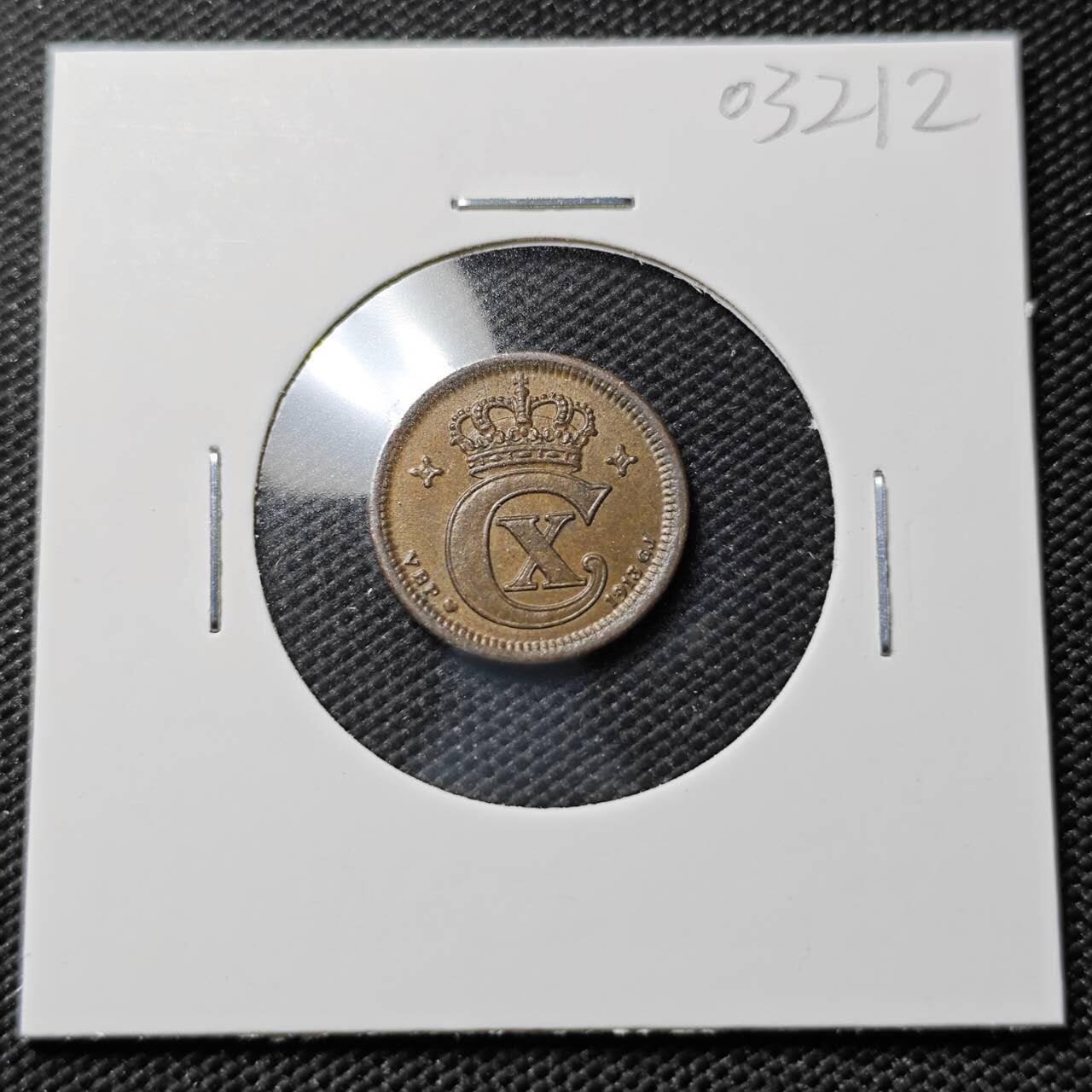 KK钱币收藏小铺   第403期 2月预留时间 周末发货 1913丹麦1欧尔 