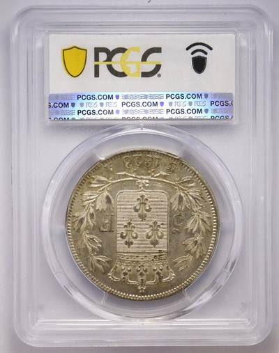 观钱近现代机制币拍卖No.003  法国 1823 年路易十八 5 法郎银币 PCGS MS61
