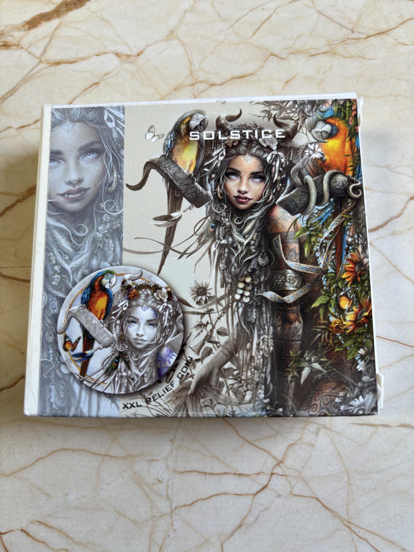 第193期拍卖 纽埃2022年黑暗女神系列5solstice彩色仿古银币，999银，50克，发行250枚