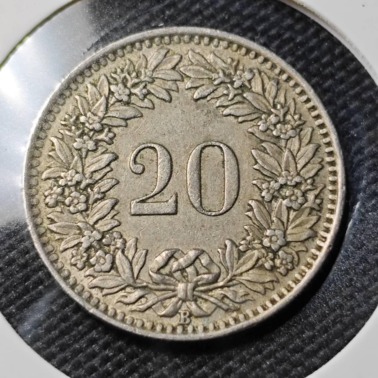 KK钱币收藏小铺   第402期 2月预留时间 周末发货 1939瑞士20分 