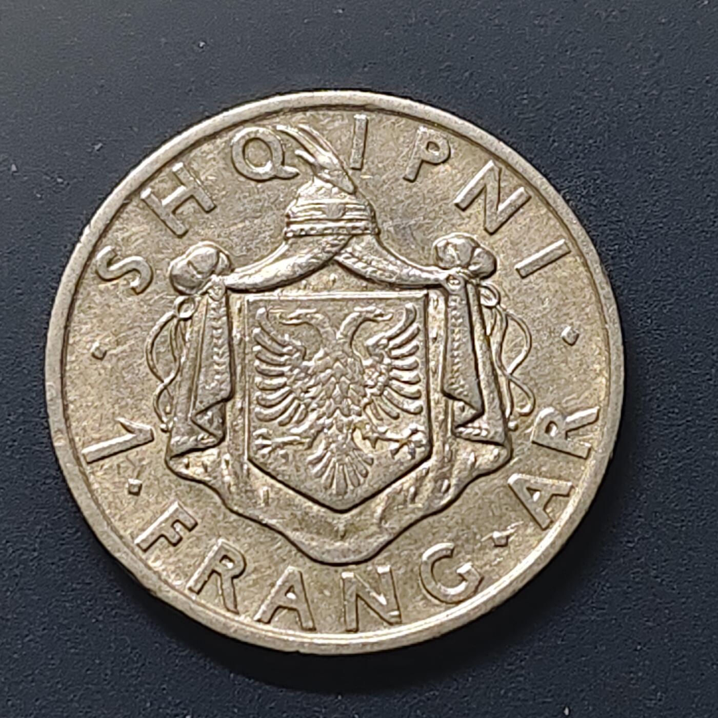 【全场包邮】纯粹捡漏拍511场 意占阿尔巴尼亚1935年1法郎银币【23.2毫米5克83.5%】