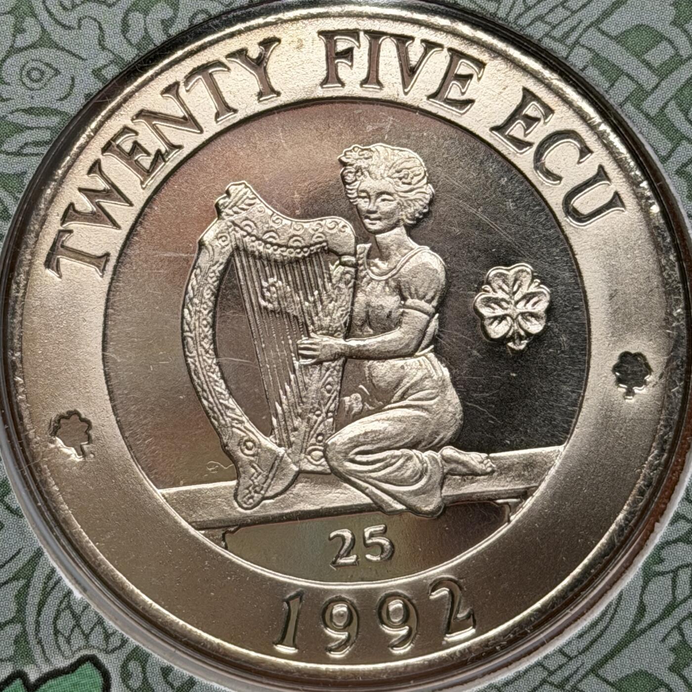 ＜星葵🌻钱币社＞硬币场·第71期·3月10日发货 〈邮币封·签名版〉爱尔兰1992年竖琴25埃居克朗型纪念币