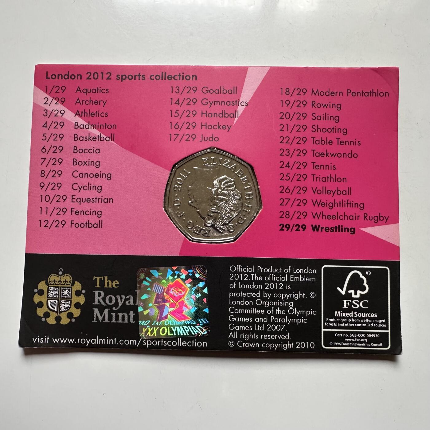 🌹外币初藏🌹🐯2026年第26场  各国纪念币专场 每周二四六晚8️⃣点 接代拍 英国2011年伦敦奥运会 摔跤50便士纪念币