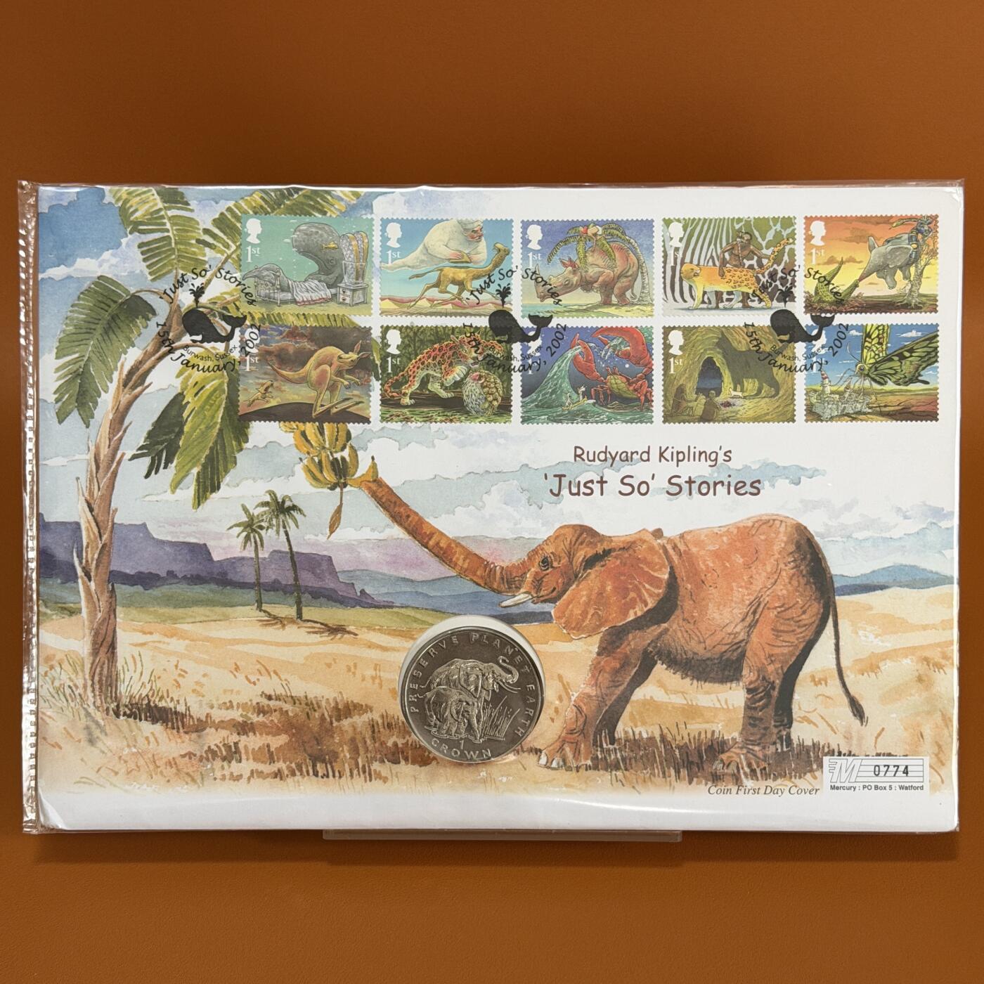 ＜星葵🌻钱币社＞硬币场·第71期·3月10日发货 〈邮币封〉直布罗陀1994年保护地球·非洲象1克朗纪念币