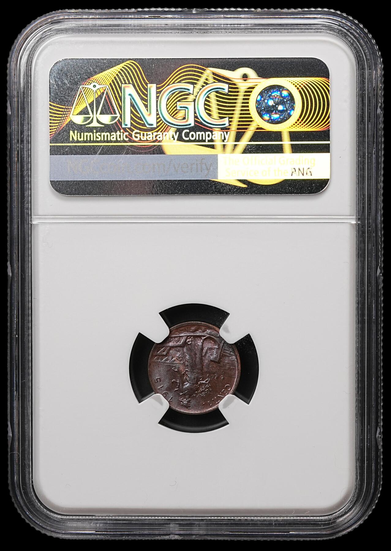 修遠堂世界钱币第106期，请看参拍说明 NGC MS64BN 1915年意大利1分铜币