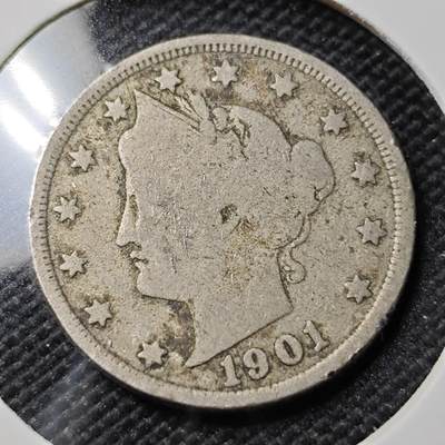 KK钱币收藏小铺   第402期 2月预留时间 周末发货 -  1901美国5分