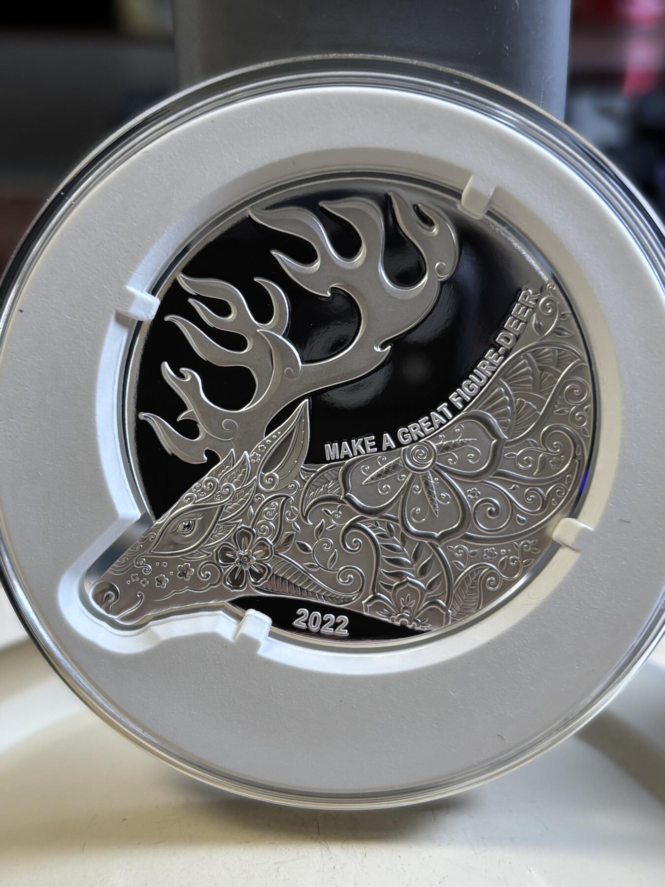 第192期拍卖 纽埃2022年崭露头角系列雄鹿异形纪念银币，1盎司，发行5000枚