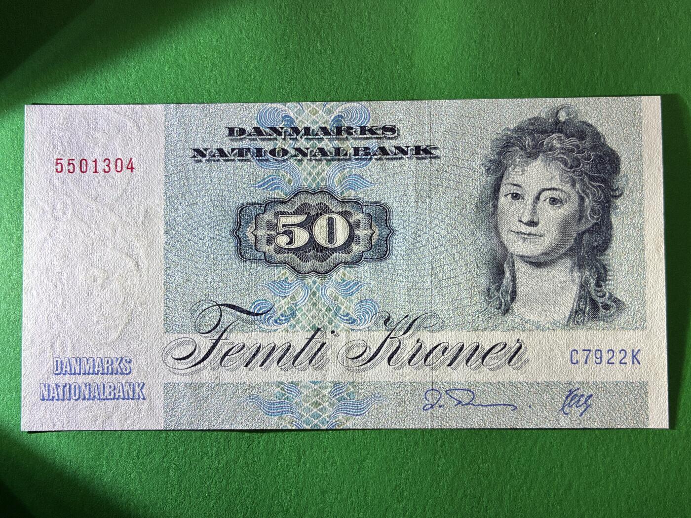 咖啡豆•收藏 2026年Mar_13th世界各国纸币拍卖 丹麦 1992年 50克朗 全新UNC 外国纸币