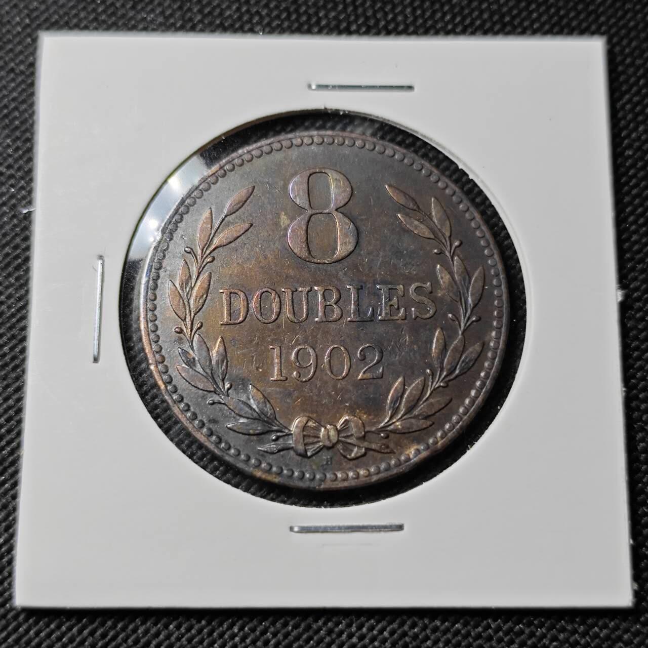 KK钱币收藏小铺   第403期 2月预留时间 周末发货  1902英属根西 8道布铜币