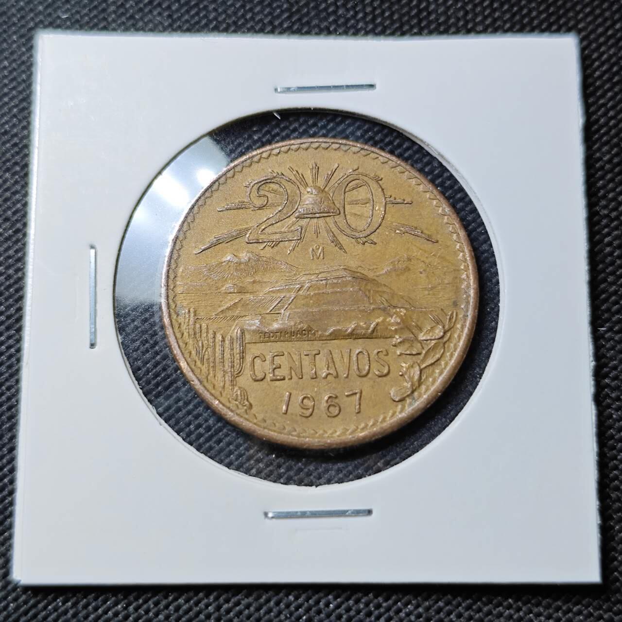KK钱币收藏小铺   第403期 2月预留时间 周末发货  1967墨西哥20分铜币