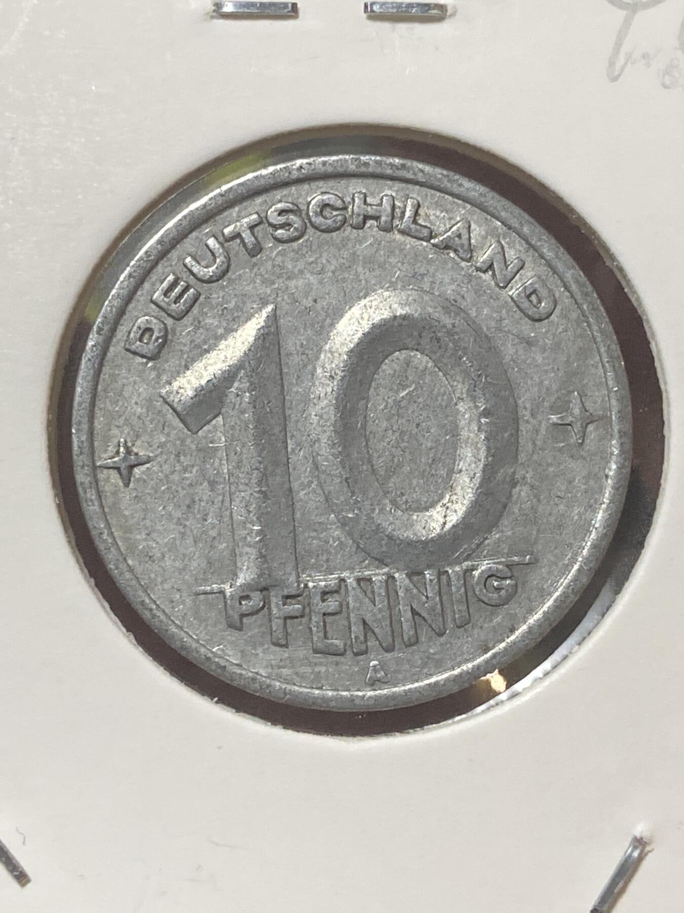 2026年第三十四场(总第二百零三场）外国精品纸夹币场(免佣金) 少见–民主德国1948年10芬尼(第一版，A标柏林造)