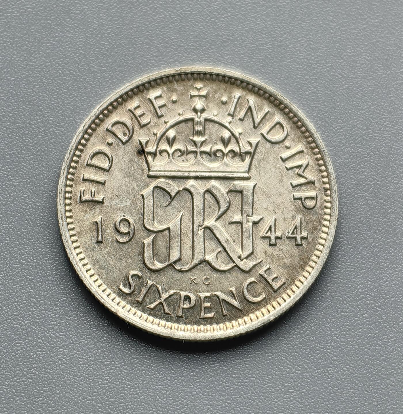 《崇甫堂》—外币小精品专场⑨ 英国1944年乔治六世6便士银币 KM#852