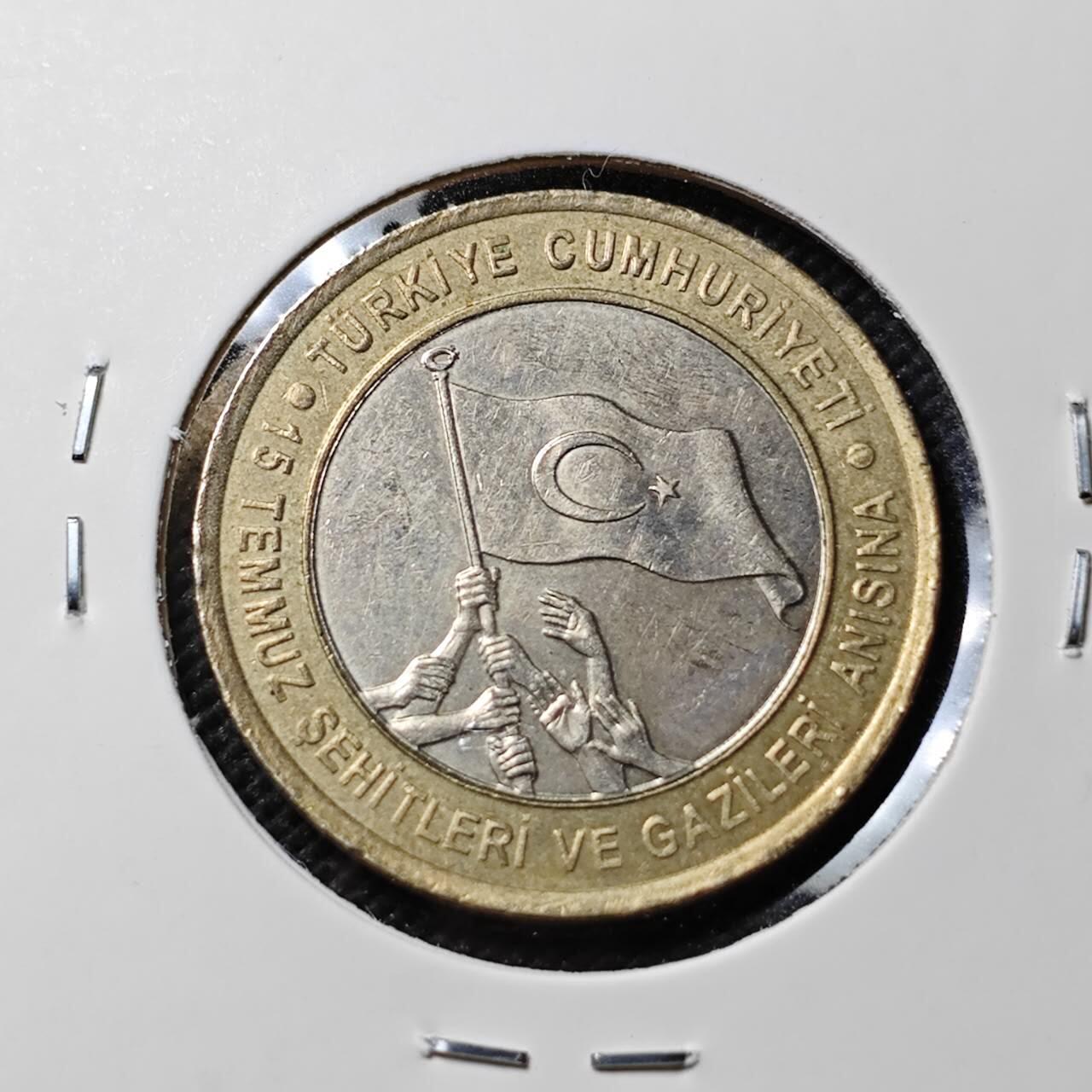 KK钱币收藏小铺   第403期 2月预留时间 周末发货 2016土耳其1里拉纪念币