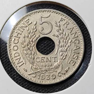 KK钱币收藏小铺   第403期 2月预留时间 周末发货 - 1939法属印支5分 深打