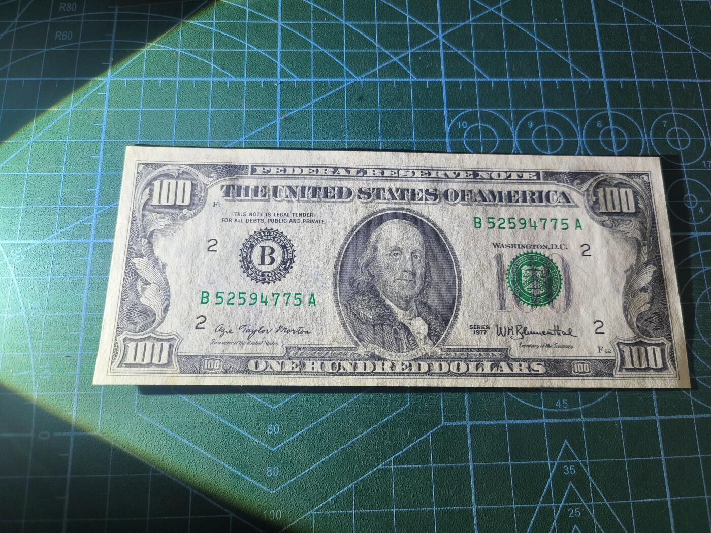 世界靓号纸钞第八十二期 1977年美国100美元 小头美元 品相如图