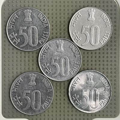 2026年第31场各国散币拍卖（总第181场） - 印度50派沙5枚不同年份