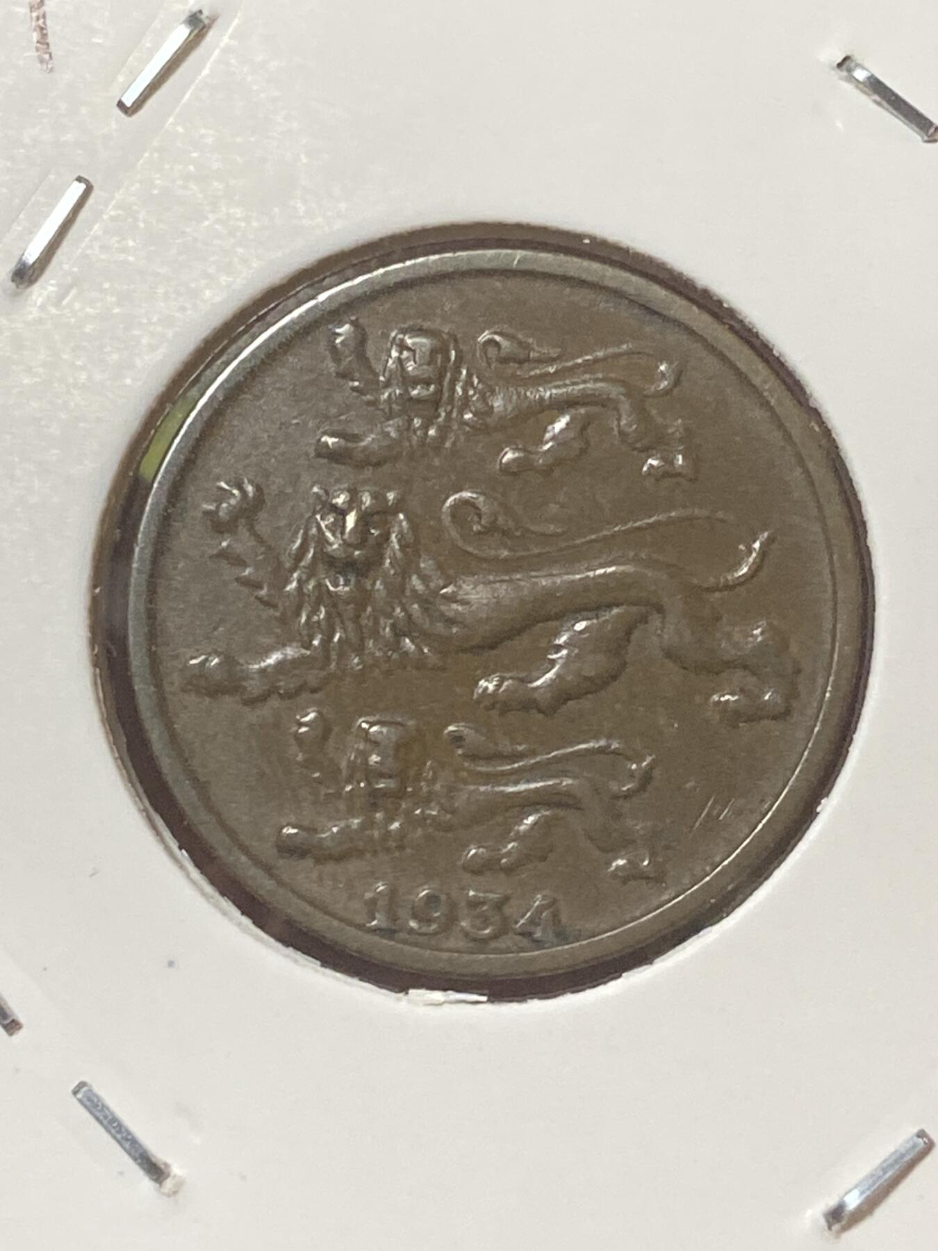 2026年第三十四场(总第二百零三场）外国精品纸夹币场(免佣金) 好品–爱沙尼亚1934单年份2分(第二套流通硬币)