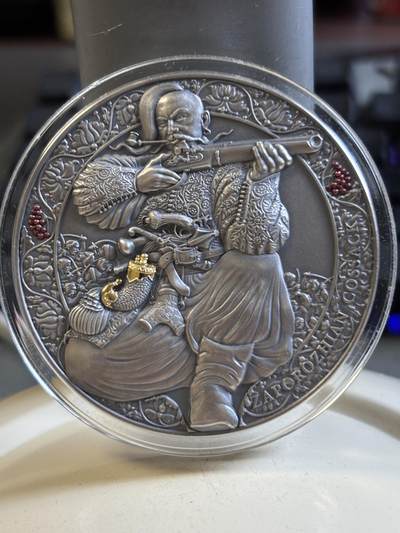 第192期拍卖 - 喀麦隆2021年传奇勇士哥萨克勇士高浮雕仿古纪念银币，999银，3盎司，发行500枚