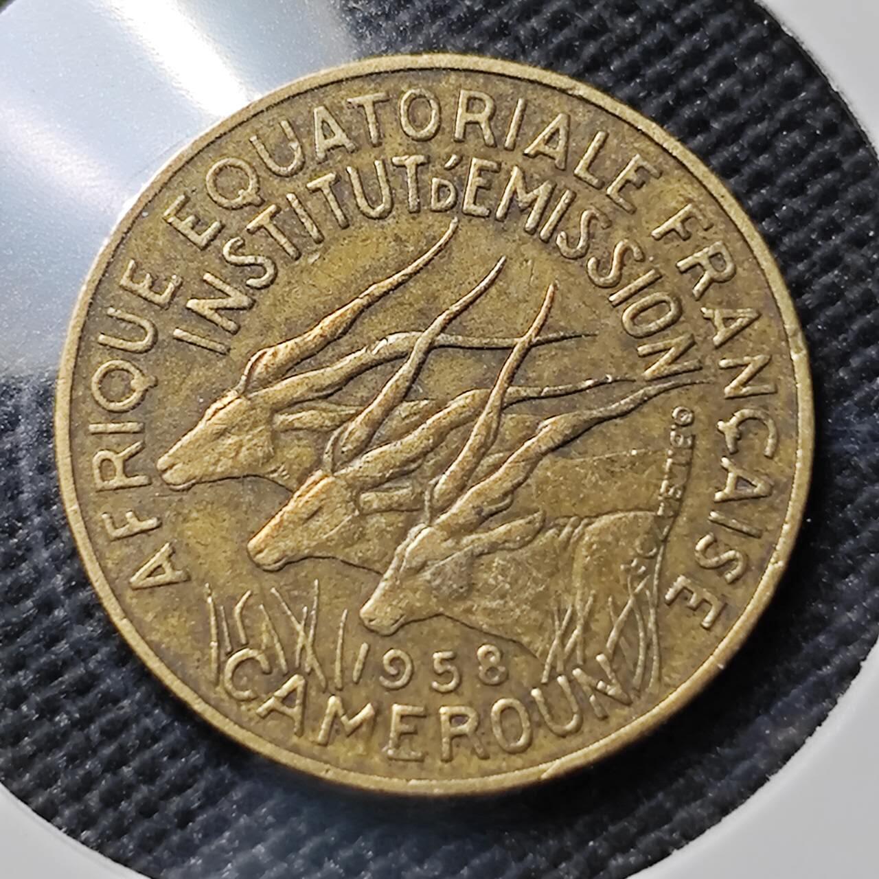 KK钱币收藏小铺   第403期 2月预留时间 周末发货 1958中非共同体5法郎