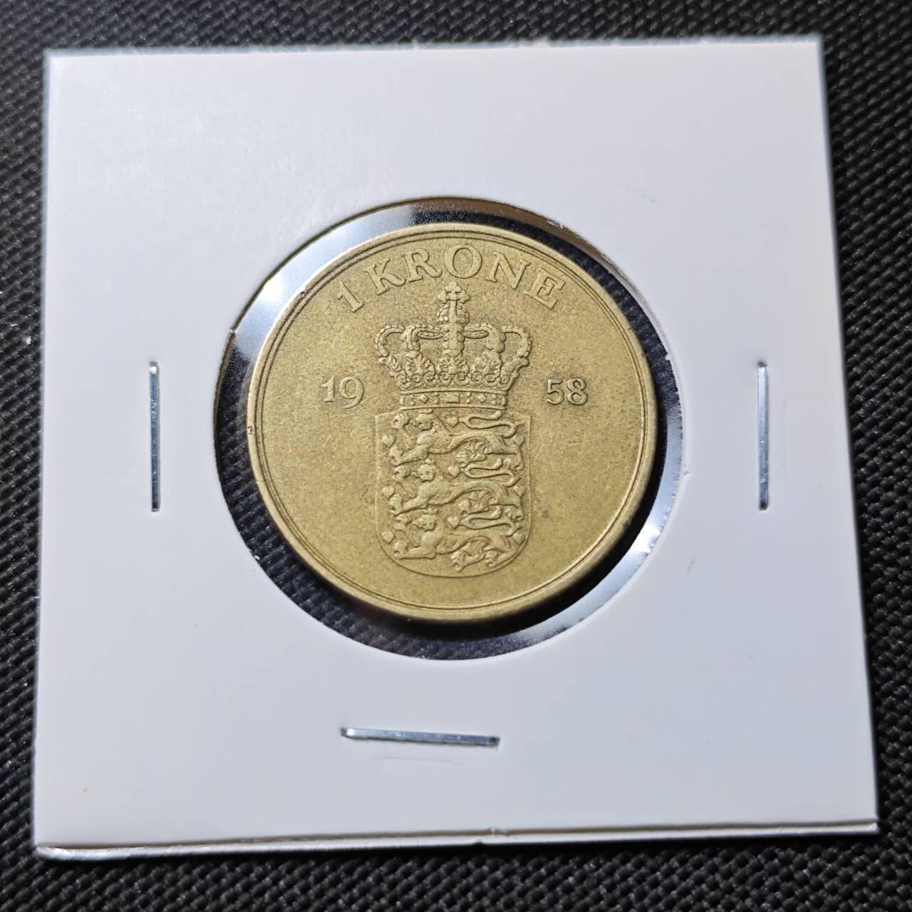 KK钱币收藏小铺   第403期 2月预留时间 周末发货 1958丹麦1克朗  