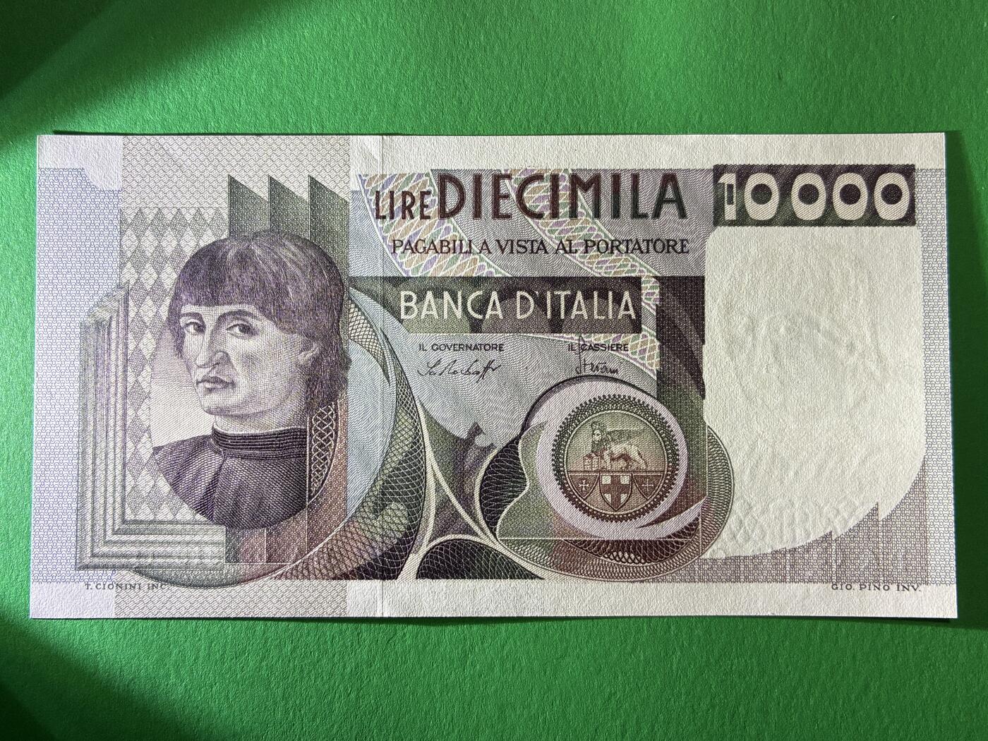 咖啡豆•收藏 2026年Mar_13th世界各国纸币拍卖 意大利 1976年 10000里拉 全新UNC 外国纸币 086818