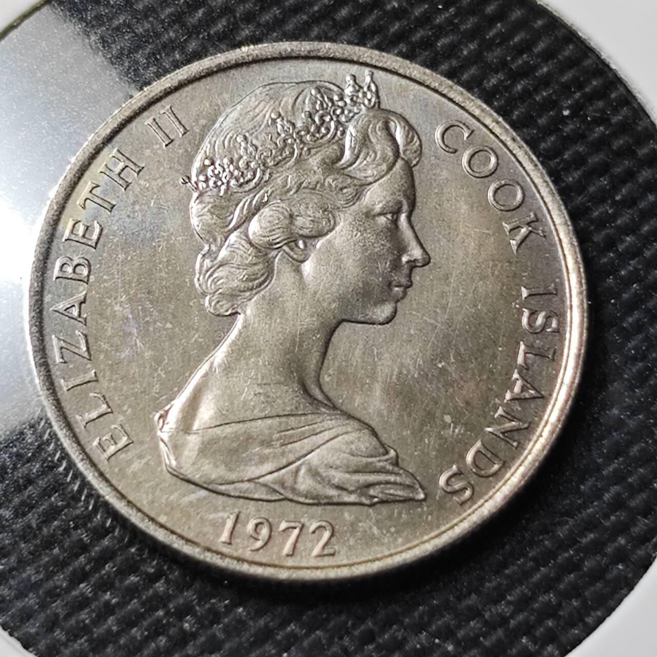 KK钱币收藏小铺   第402期 2月预留时间 周末发货  1972库克群岛5分