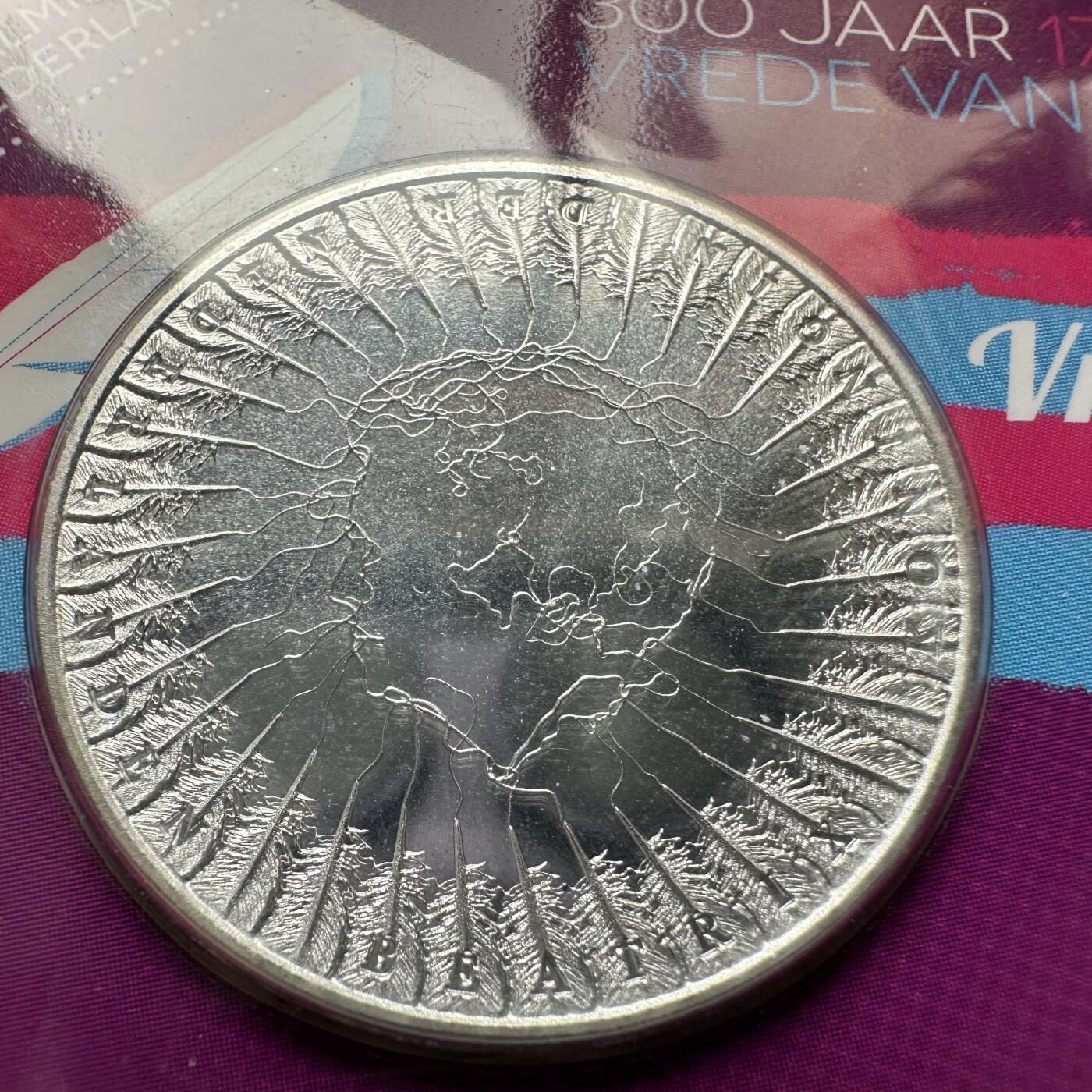 🌹外币初藏🌹🐯2026年第26场  各国纪念币专场 每周二四六晚8️⃣点 接代拍 荷兰2013年乌得勒支和约300年5欧元镀银币，直径29mm，重10.5g